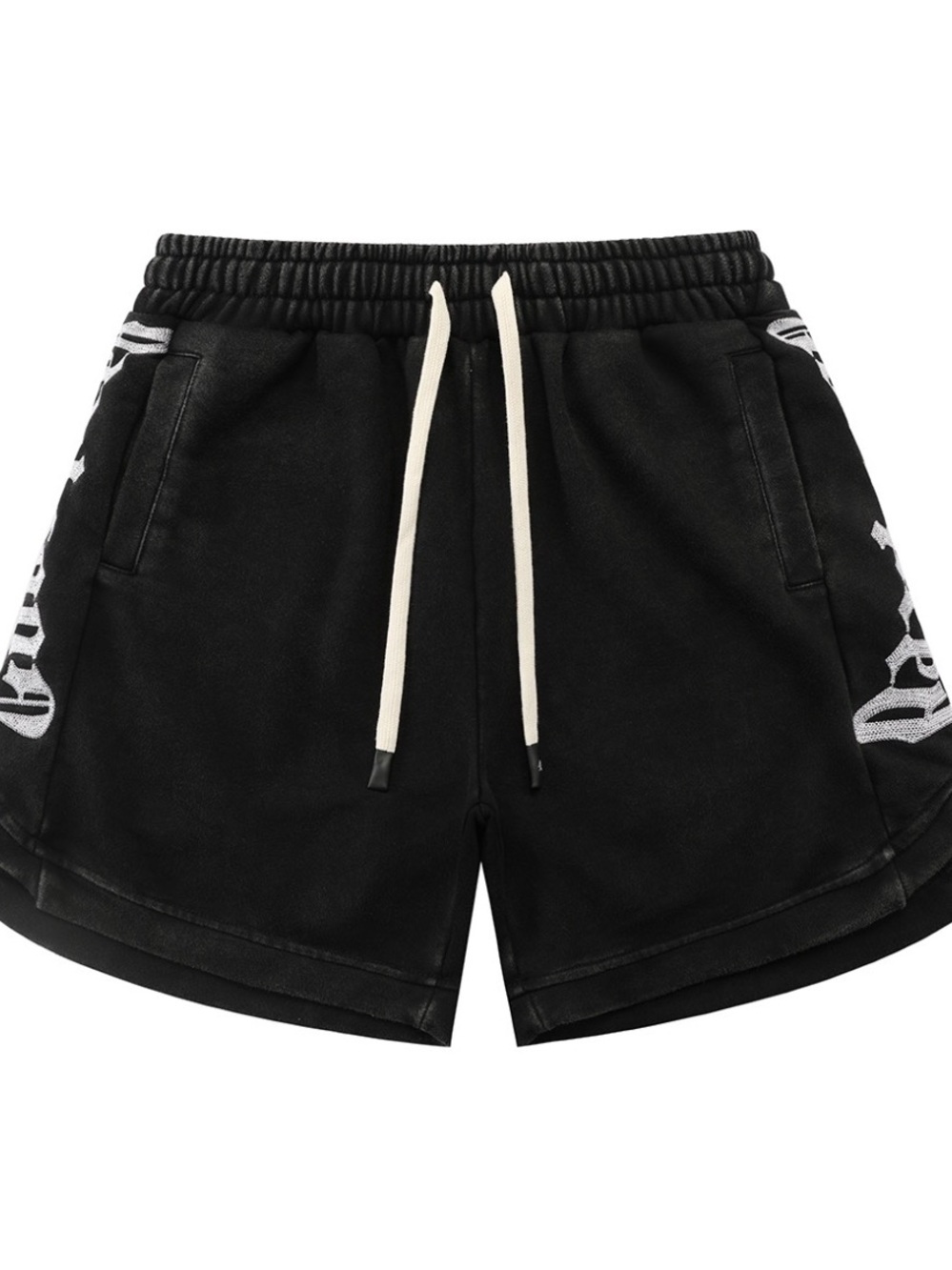 Men's Black Athletic Drawstring Shorts with Side Contrast Detail